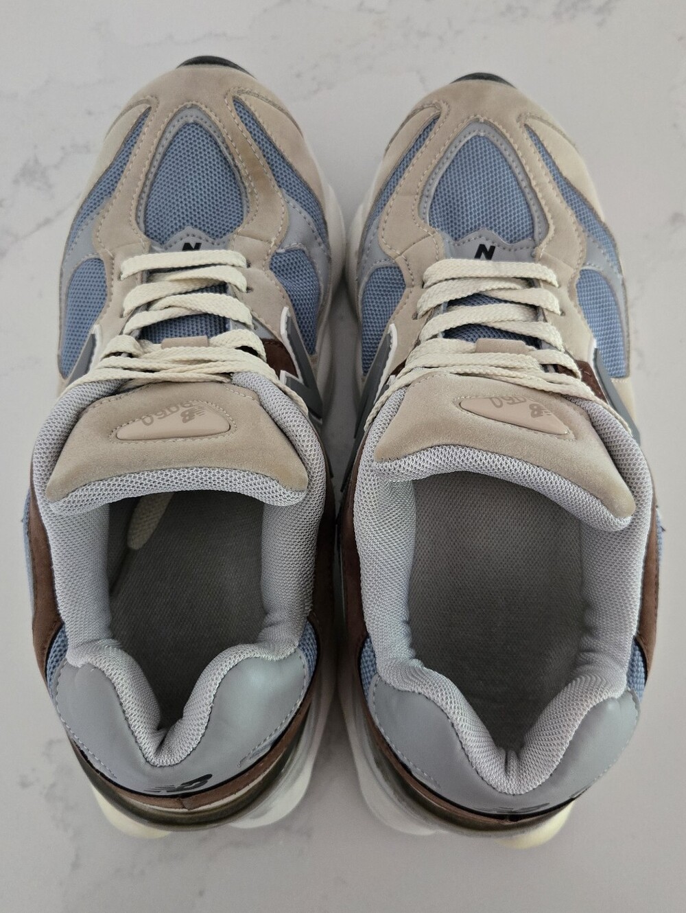New Balance 9060 Sneakers Size M9/W 10.5 Sea Salt Blue Mushroom Aluminum Cyclone - Picture 4 of 12